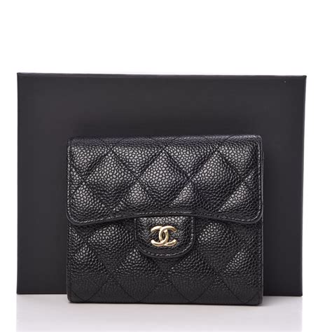 chanel short wallet caviar|CHANEL Caviar Quilted Compact Flap Wallet Black.